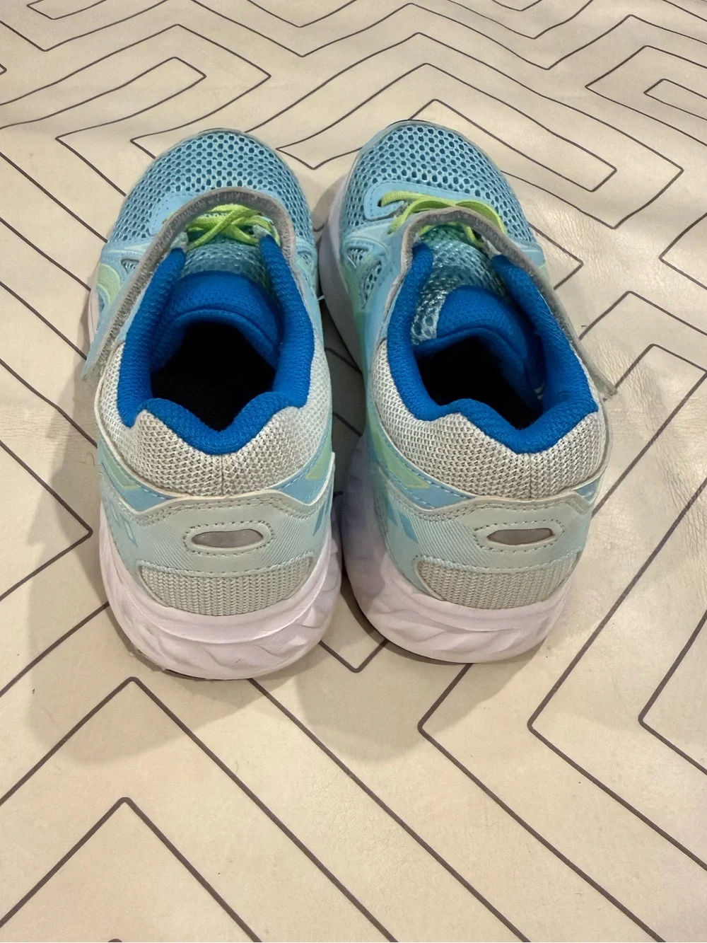 ASICS Kids' Light Blue Mesh Athletic Shoes with Lime Accents
